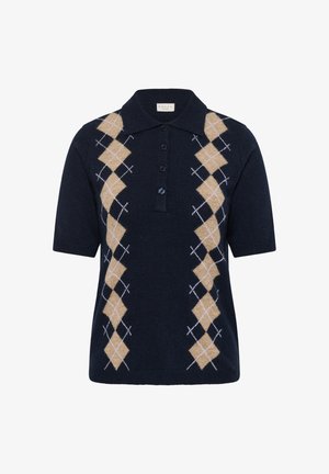 Kaffe Curve, KCOLIVIA KNIT POLO - Poloshirts - midnight beige argyle
