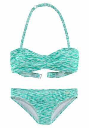 BANDEAU - Bikini - mint / weiß