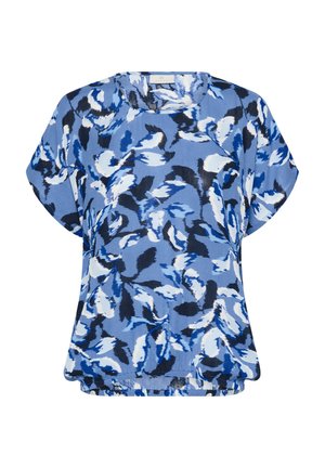 Lillelilleline särk erinevates sinise varjundites, ümmarguse kaelusega ja lühikeste, avarate varrukatega. Materjal on pehme ja kergesti langev.