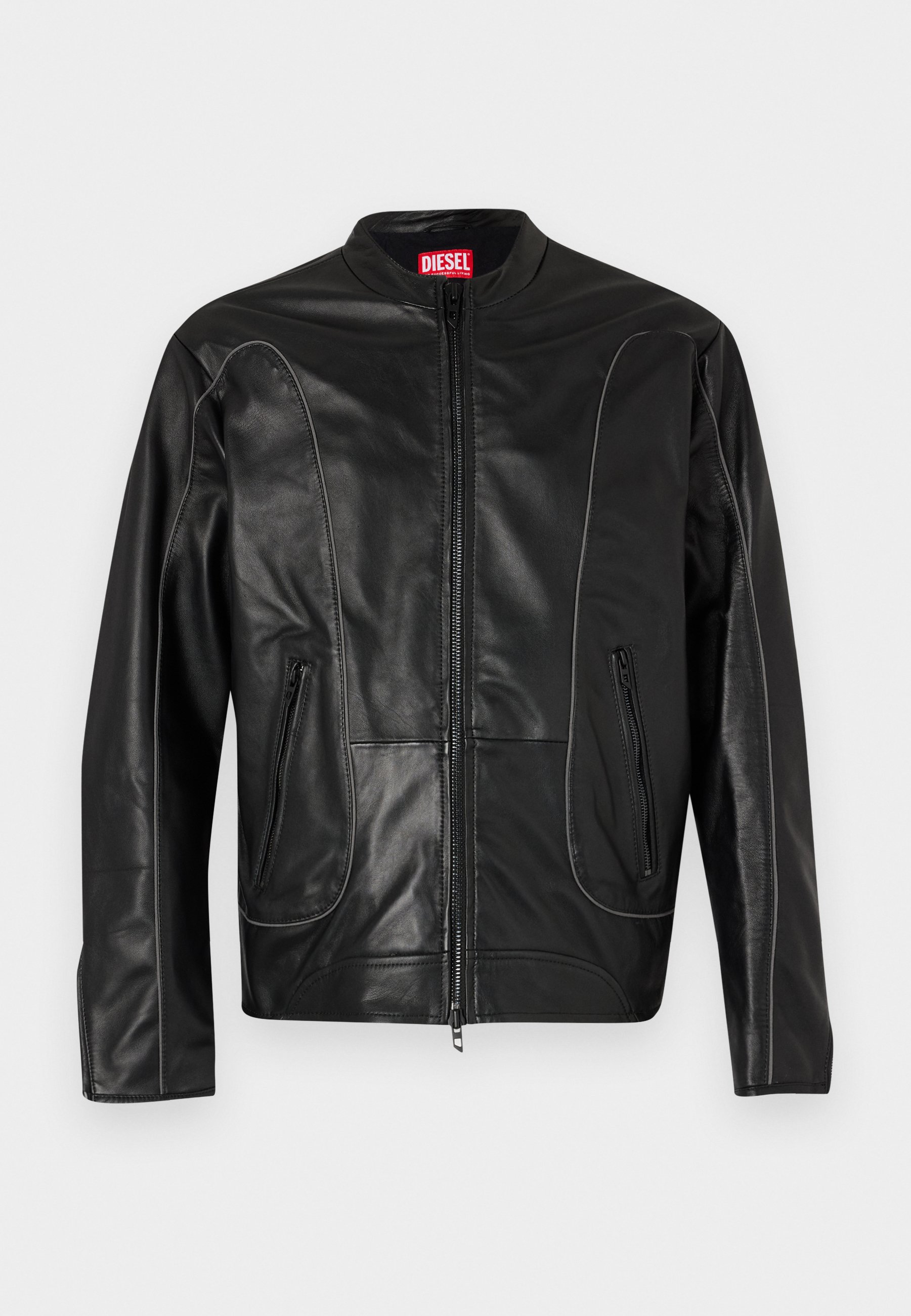 DIESEL leather jacket  月下美人 クロ Diesel KRIXY - Leather jacket - black - Zalando