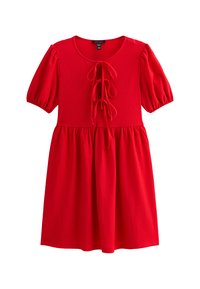CRINKLED TEXTURE TIE FRONT MINI - Vestido informal - red