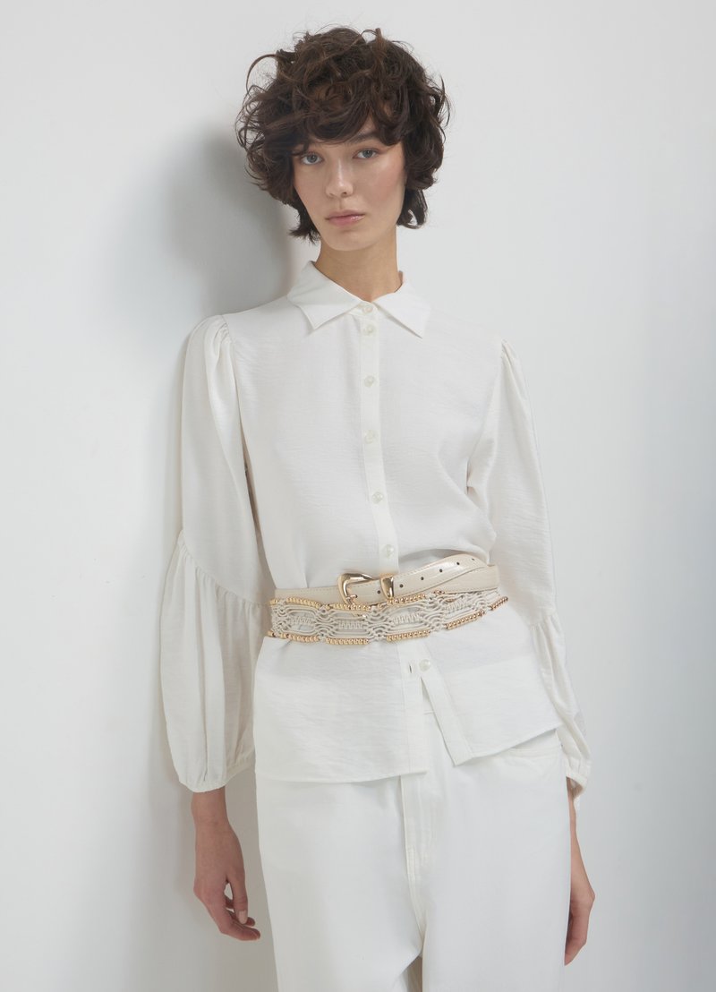 Calliope MANICHE A PALLONCINO - Hemdbluse - bianco lana