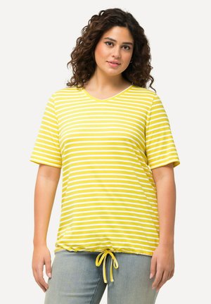 Ulla Popken STRIPED DRAWSTRING HEM SHORT SLEEVE TEE - T-shirt print - buttercup