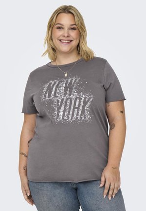 CARMIKO LIFE - Print T-shirt - plum kitten print new york glitter
