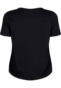 Sort kortærmet t-shirt lavet af blødt bomuld, med rund halsudskæring, afslappet pasform og glat tekstur uden mønstre eller detaljer.