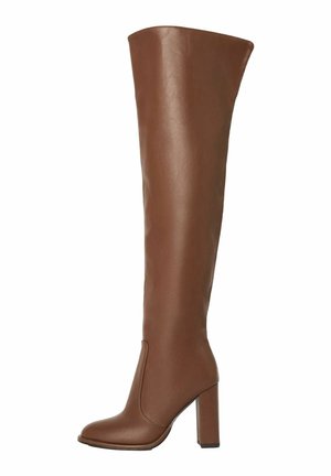 REGULAR FIT - BLOCK HEEL LONG LEG - Škornji nad koleni - brown