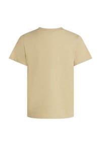 Short-sleeve T-shirt in beige, featuring a rounded neckline and a smooth, soft cotton texture. Plain back with no embellishments.