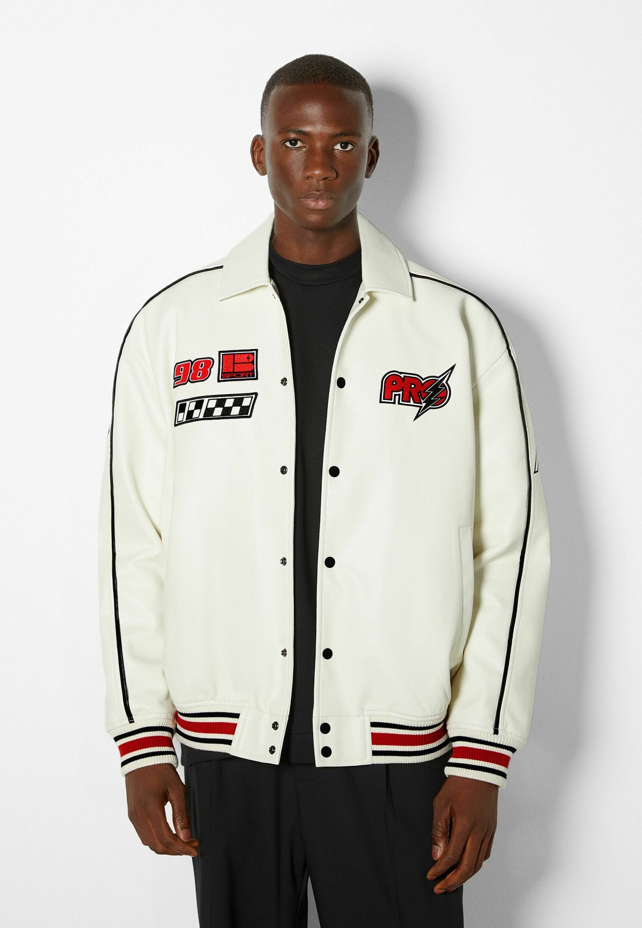 Bershka RACING - Bomber Jacket - white 
