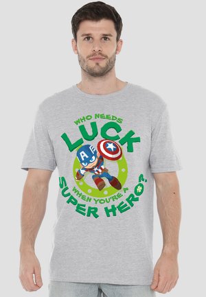 CAPTAIN AMERICA ST PATRICK'S DAY LUCKY SUPER HERO - Print T-shirt - mottled light grey