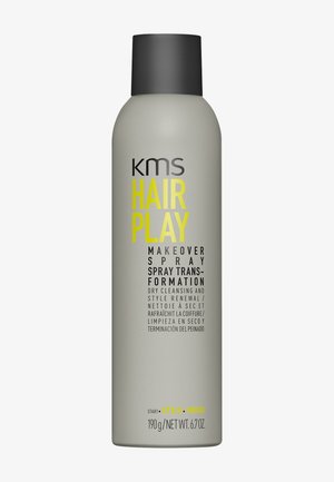 Spray KMS Hair Play Makeover en flacon gris avec bouchon noir, pour nettoyage à sec et renouvellement du style, 190g/6,7oz.