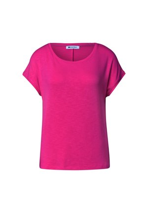 Street One, DROP-SHOULDER SHIRT WITH ROUND NECK, różowy