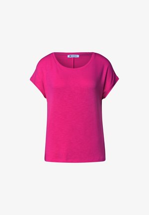 Street One, DROP-SHOULDER SHIRT WITH ROUND NECK, różowy