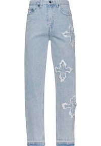 Karl Kani OG DISTRESSED CROSS GY FIVE POCKET DENIM - Jeans straight leg - light blue