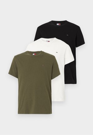 SLIM TEE 3 PACK - T-shirts - black/dark greenery/ecru