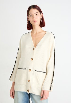VMZORA V NECK CARDIGAN - Kardigan - birch/chocolate
