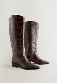 REGULAR FIT - FOREVER COMFORT CHISEL TOE - Kaubojske/motorističke čizme - chocolate brown croc embossed