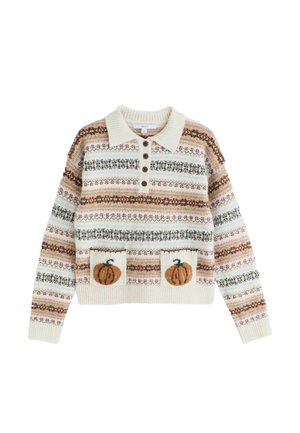 Next, PETITE FIT - KNITTED LONG SLEEVE POLO JUMPER - Strickpullover - autumn pumpkin fairisle