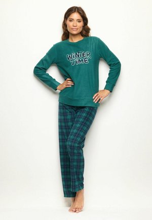 SET - Pyžamová sada - dark green checkered