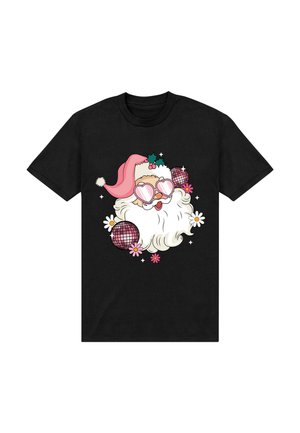 Henry Tiger, F4NT4STIC PINK RETRO DISCO SANTA CHRISTMAS BLING - T-Shirt print - black