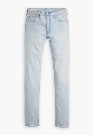 Jeans in denim azzurro chiaro con vestibilità slim, dotati di cinque tasche, chiusura con bottone e cuciture a contrasto. Tessuto liscio e senza motivi visibili.
