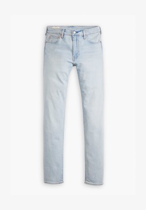 Jeans in denim azzurro chiaro con vestibilità slim, dotati di cinque tasche, chiusura con bottone e cuciture a contrasto. Tessuto liscio e senza motivi visibili.