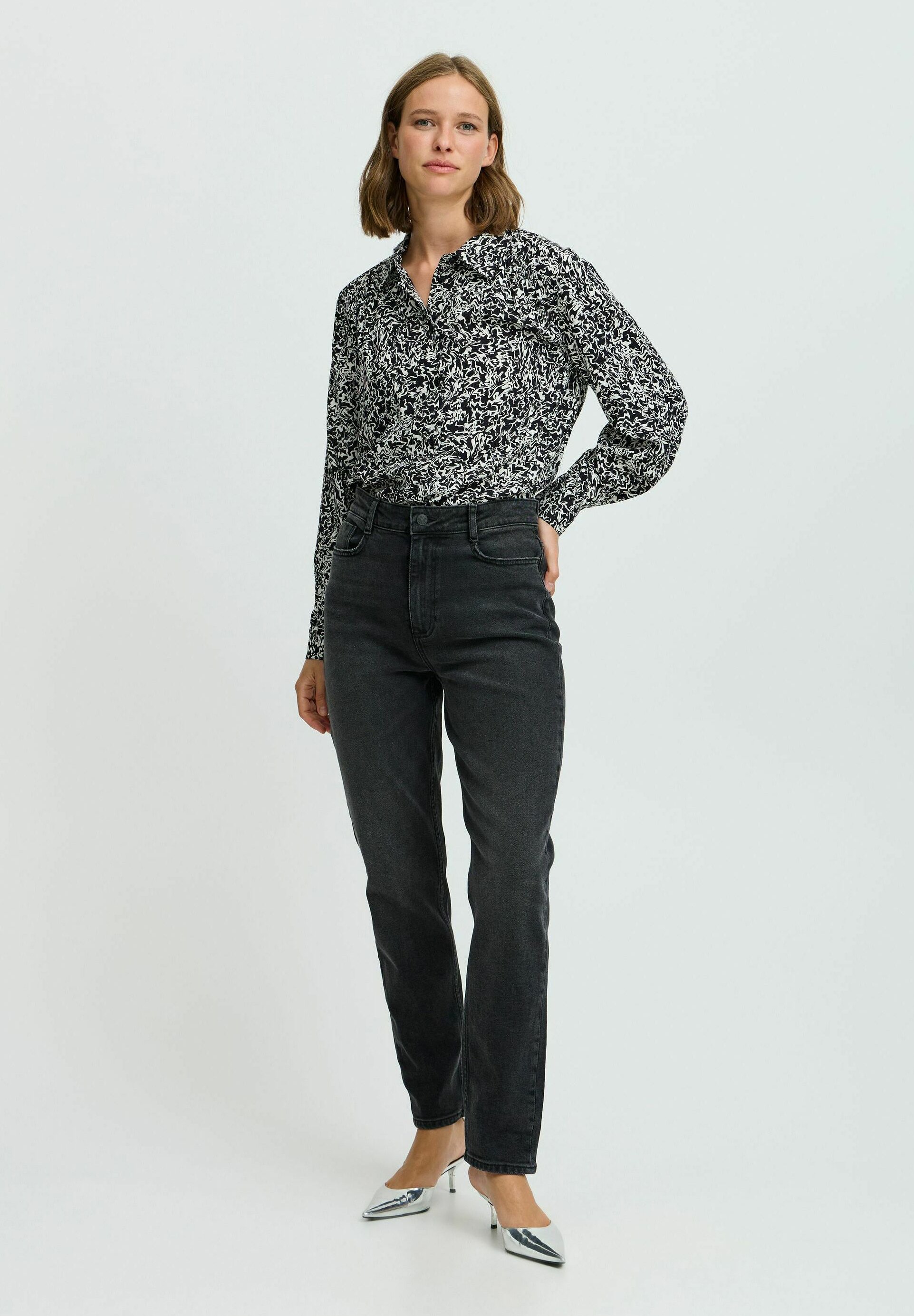 売れ筋商品|||ビーヤング シャツ レディース トップス BYJOSA CUFF SHIRT - Button-down blouse - black zigzag mix b.young BYJOSA CUFF SHIRT - Button-down blouse - black