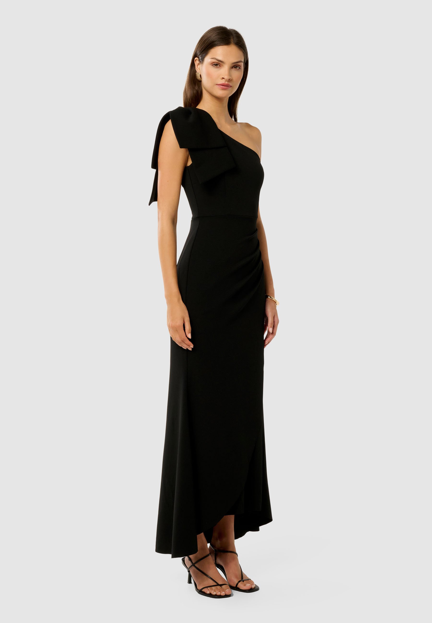 Forever New LISA ONE SHOULDER BOW DRESS - Maxi dress - black/brown