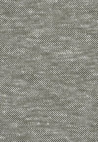 Gros plan sur un tissu tricoté gris avec un motif fin et régulier, parsemé de petites taches blanches sur toute la texture.