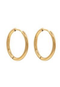 Boucles d'oreilles en or en forme de créole avec un fini lisse et poli. Elles présentent une forme circulaire continue avec un détail en creux subtil.