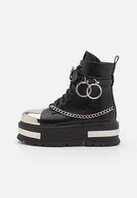 BORIN HARDWARE PLATFORM BOOTS - Gležnjače s vezicama - black