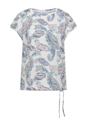 Cecil, KURZARM SHIRT MIT BOAT NECK UND RAFFUNG - T-shirt imprimé - vanilla white