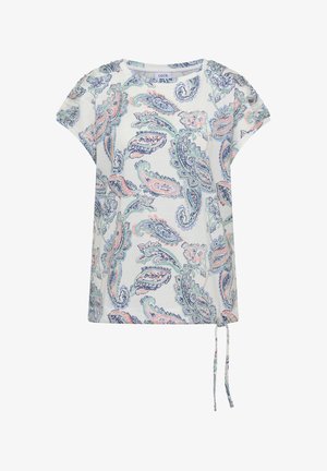 Cecil, KURZARM SHIRT MIT BOAT NECK UND RAFFUNG - T-shirt imprimé - vanilla white