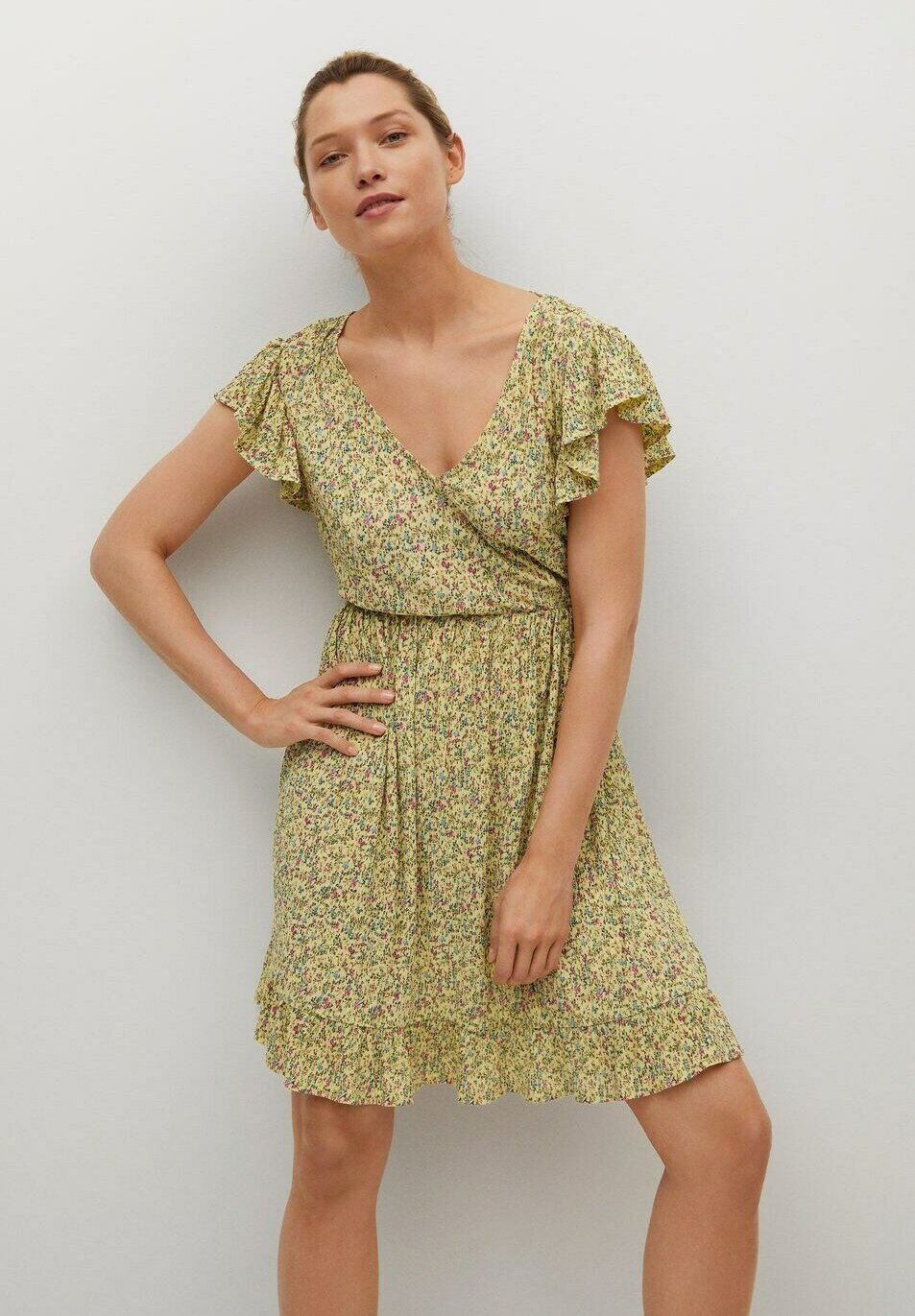 Mango Graciosa Robe D Ete Jaune Pastel Jaune Clair Zalando Fr