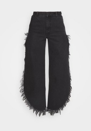 DUA LIPA WIDE FRINGED - Flared Jeans - vintage denim black