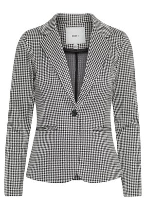 Geruite blazer in zwart en wit. Heeft een gesneden revers, enkele knoopsluiting en voorzakken. Getextureerde stof met een op maat gemaakte pasvorm.