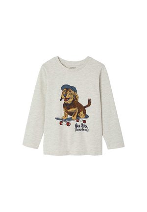 Vertbaudet, VERTBAUDET SHIRT MIT TIER-PRINT IN KREIDEOPTIK JUNGEN - Langarmshirt - weiß meliert