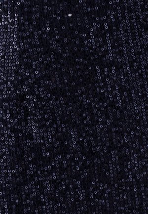 Navyblaues Paillettenmaterial mit kleinen runden Pailletten, die eng beieinander angeordnet sind und eine strukturierte sowie reflektierende Oberfläche erzeugen.