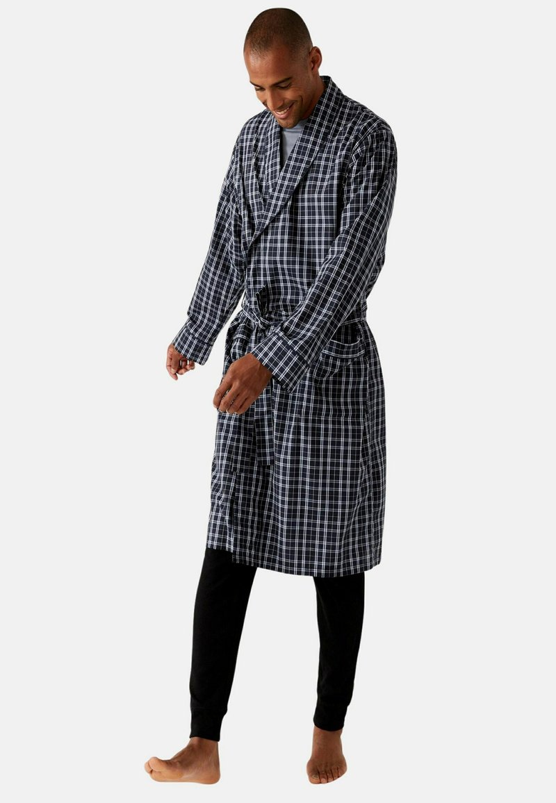 Marks & Spencer BLEND CHECKED DRESSING GOWN blue mix/flerfärgad Zalando.se