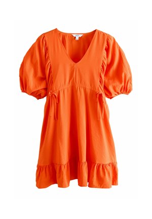 REGULAR FIT - VOLLUME SLEEVE TIE MINI - Jurk - bright orange