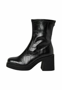 High heeled ankle boots - black croco