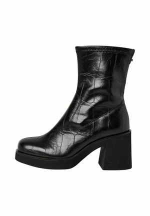 Tamaris Kõrge kontsaga poolsaapad - black croco