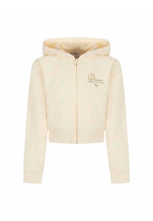 Puma, FELPA CROP CAPPUCCIO PUMA ESS SHORT GRAPHIC FZ COL 88 - Felpa con zip - beige