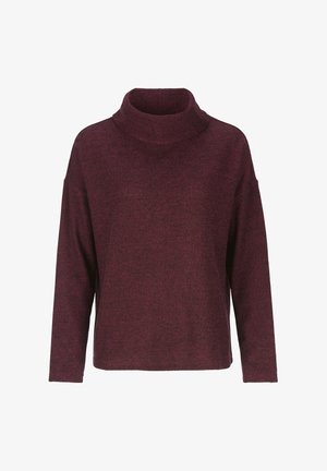 Bordeaux turtleneck sweater, ribbet tekstur, lange ærmer, bred løs pasform og design med rullet hals. Fremstillet af blødt strikket stof.