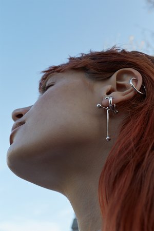 CROSS SINGLE - Boucle d'oreille individuelle - silver coloured