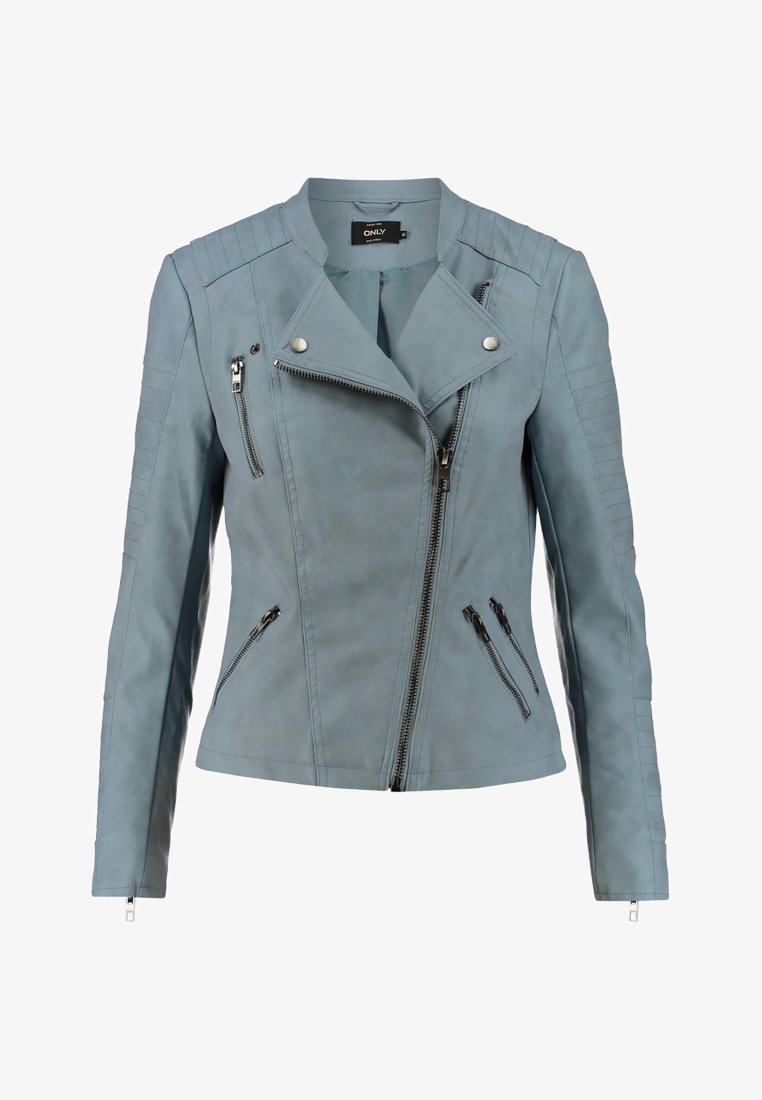 ONLY ONLAVA BIKER OTW NOOS - Imiteret læderjakke - light blue