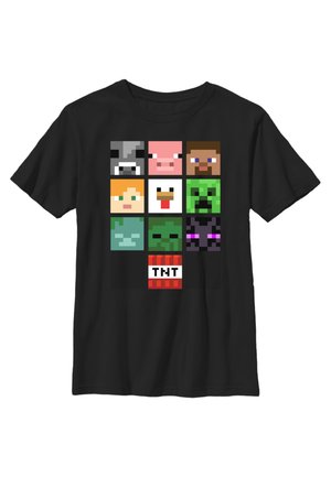 MINECRAFT ALL THE BIG FACES - Print T-shirt - black