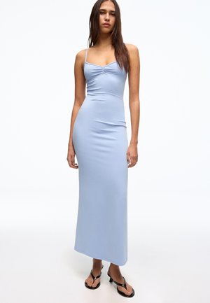Bershka RUCHED STRAP MIDI - Dnevna obleka - light blue