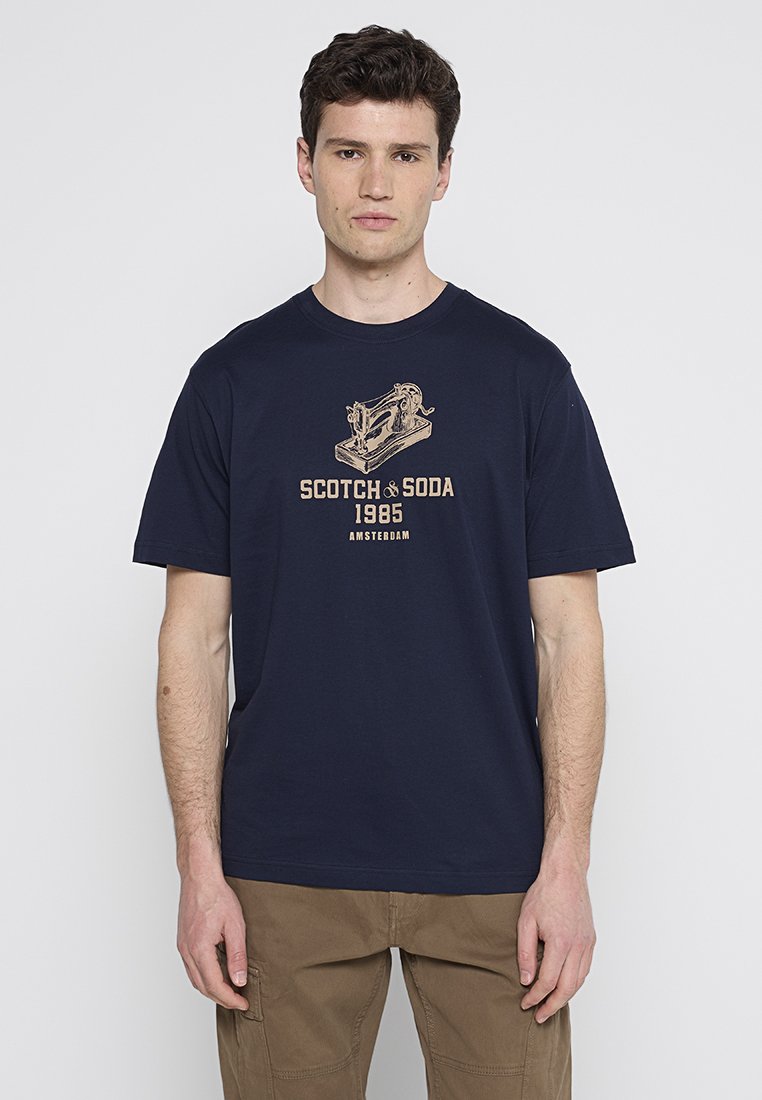 Scotch & Soda T-shirt print donkerblauw