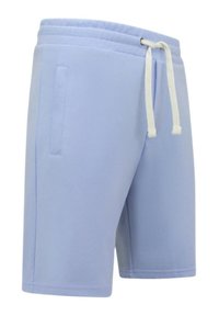 Lichtblauwe shorts van een zachte stof, met een elastische tailleband, een trekkoordsluiting en zijzakken.