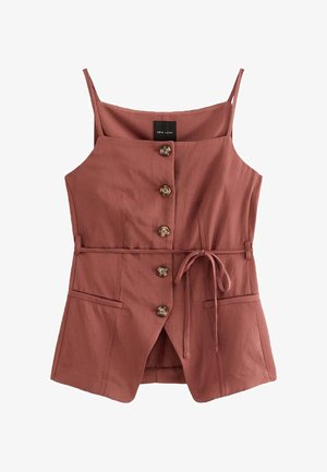 New Look, RUST SQUARE NECK BELTED WAISTCOAT - Smanicato - rust